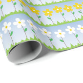 Gelbes und weißes Blumen-Muster-Verpackungs-Papier Geschenkpapier (Rolleneckpunkt)