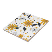 Gelbes und weißes Daisy-Muster mit dunklen Blätter Fliese (Seite)