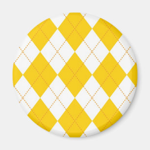 Gelbes und weißes Rauten-Muster Magnet