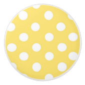 Gelbes und weißes Tupfenmuster Keramikknauf (Vorderseite)