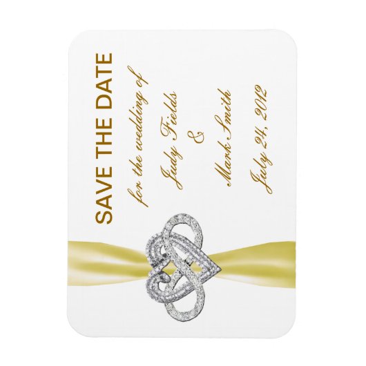 Gelbes Unendlichkeitsherz speichert das Datum Magn Magnet (Vertikal)