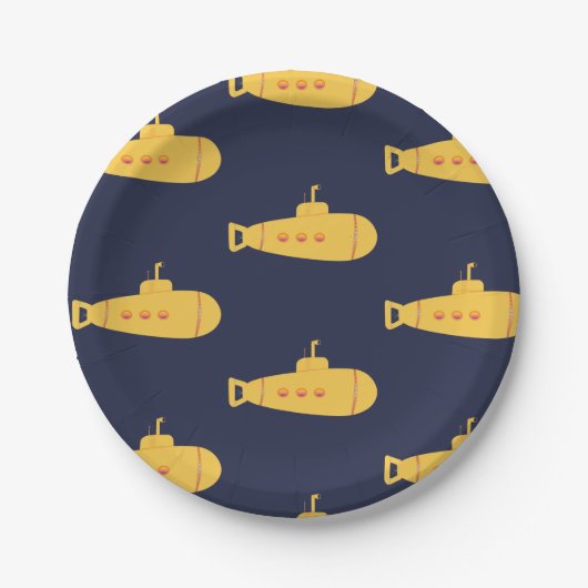 Gelbes Unterseeboot Pappteller (Vorderseite)