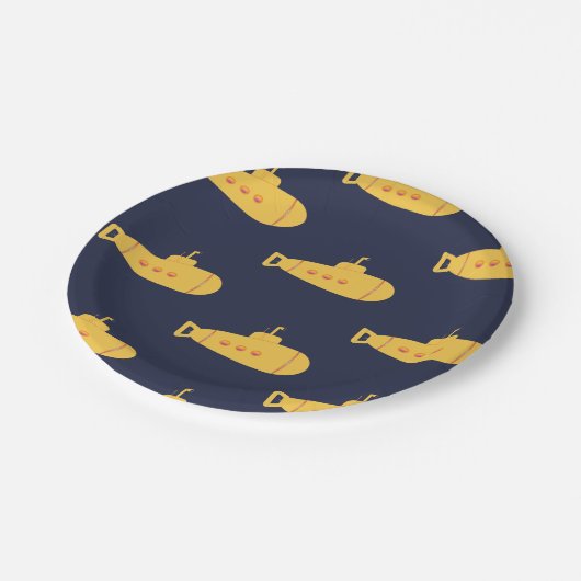 Gelbes Unterseeboot Pappteller (Schrägansicht)