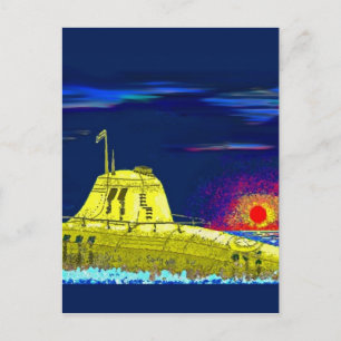 Gelbes Unterseeboot Postkarte
