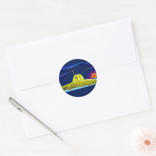 Gelbes Unterseeboot Runder Aufkleber (Umschlag)