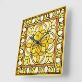 Gelbes verkettetes Glas Quadratische Wanduhr (Winkel)