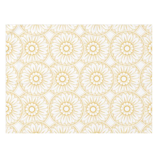 Gelbes Vintages blumengeschmücktes Medallion-Muste Tischdecke (Vorderseite (Horizontal))