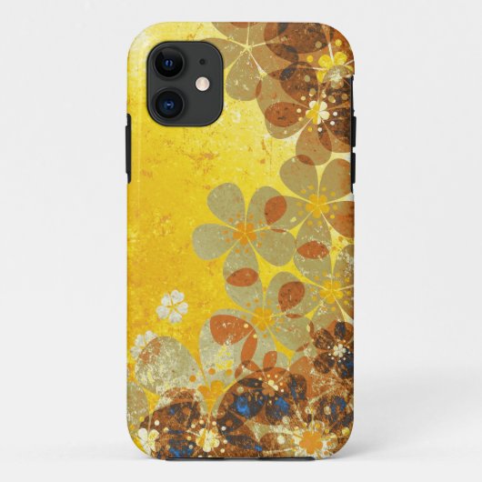 Gelbes Vintages Blumenmuster Case-Mate iPhone Hülle (Rückseite)