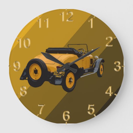 Gelbes Vintages Cabrio, Uhr (Vorderseite)