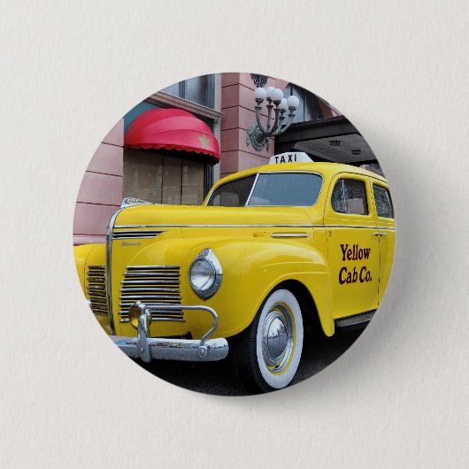 Gelbes Vintages Fahrerhaus New York Button (Vorderseite)