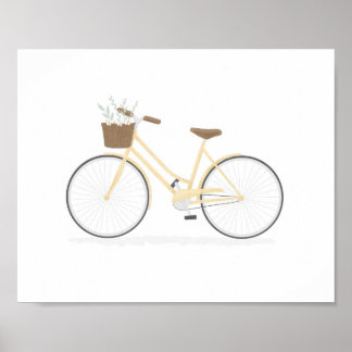 Gelbes Vintages Fahrrad mit Korbplakat Poster