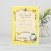 Gelbes Vintages französisches Brauttee-Party Einladung (Stehend Vorderseite)
