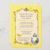 Gelbes Vintages französisches Brauttee-Party Einladung (Vorne/Hinten)