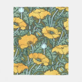 Gelbes Vintages Mohn Fleece Blanket (Vorderseite)