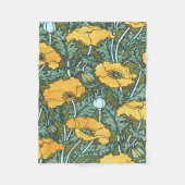 Gelbes Vintages Mohn Fleece Blanket (Vorderseite)