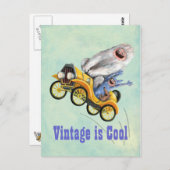 Gelbes Vintages Monsterfahrzeug Postkarte (Vorne/Hinten)