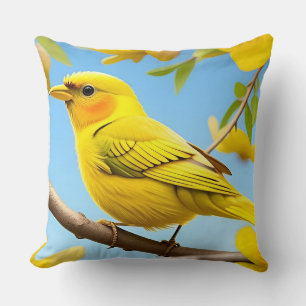 🌞 Gelbes Vogel-Wurfkissen Helles Natur-Accessoire Kissen