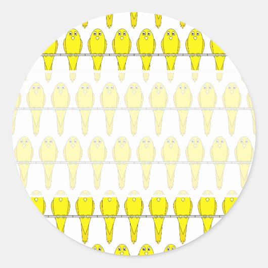 Gelbes Vogelmuster. Kanaren. Runder Aufkleber (Vorderseite)