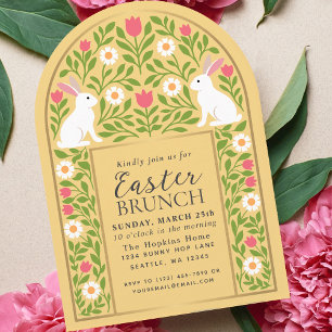Gelbes Volkskunst-Osterbrunch-Torbogen-Einladung Einladung