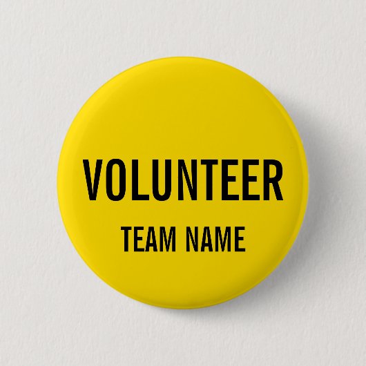 Gelbes Volunteer-Abzeichen mit benutzerdefinierten Button (Vorderseite)