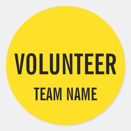 Gelbes Volunteer-Abzeichen mit benutzerdefinierten Runder Aufkleber (Vorderseite)