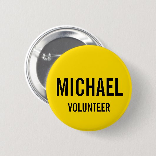 Gelbes Volunteer Abzeichen mit Individuelle Name Button (Vorne & Hinten)