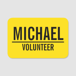 Gelbes Volunteer Abzeichen mit Individuelle Name Namensschild