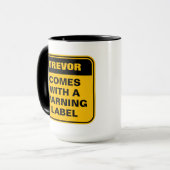 Gelbes Warnschild Gefahrenwarnung Tasse (Vorderseite Links)