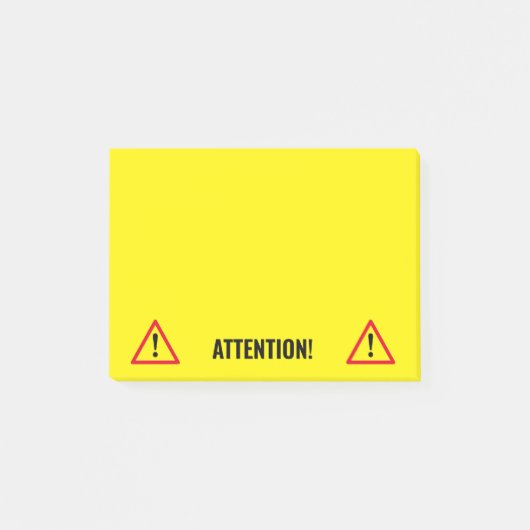 Gelbes Warnschild Hinweis Post-it®-Notizen Post-it Klebezettel (Vorderseite)