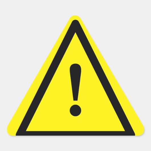 Gelbes Warnzeichen mit Ausrufezeichen Dreieckiger Aufkleber (Vorderseite)