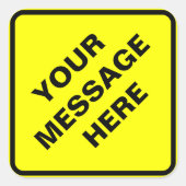 Gelbes Warnzeichen Quadratischer Aufkleber (Vorderseite)