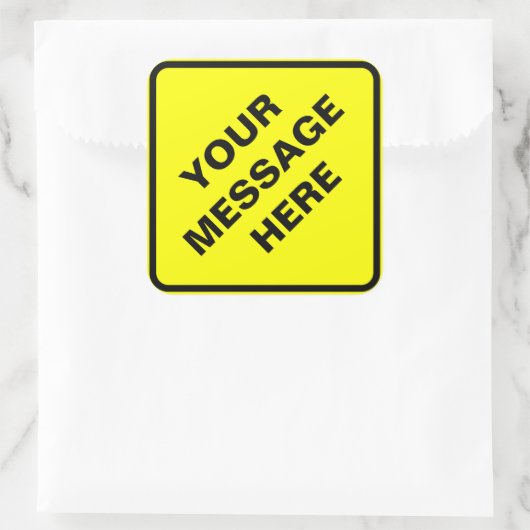 Gelbes Warnzeichen Quadratischer Aufkleber (Tasche)