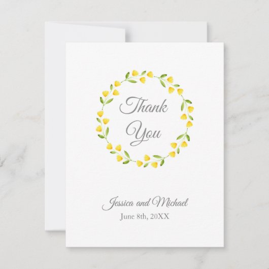 Gelbes Wasserfarbenblumenregen Dankeskarte (Vorderseite)