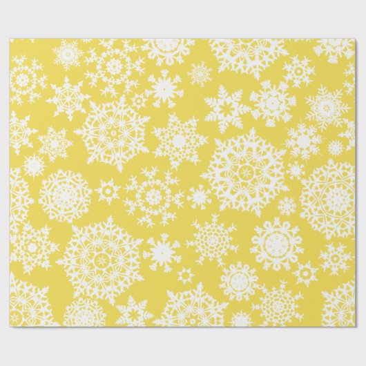 Gelbes Weihnachtsschneeflocke-Muster-Packpapier Geschenkpapier (Flach)