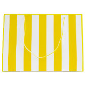 Gelbes Weiß-gestreifte moderne elegante Schablone Große Geschenktüte (Vorderseite)