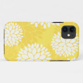Gelbes weißes Blumenmonogramm Case-Mate iPhone Hülle (Rückseite (Horizontal))