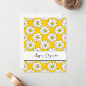 Gelbes weißes Daisy Muster 2 Mitteilungskarte (Vorderseite/Rückseite Beispiel)