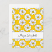 Gelbes weißes Daisy Muster 2 Mitteilungskarte (Vorne/Hinten)
