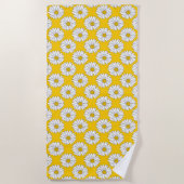 Gelbes weißes Daisy Muster 2 Strandtuch (Vorderseite)