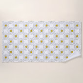 Gelbes weißes Daisy-Muster Strandtuch (Vorderseite)