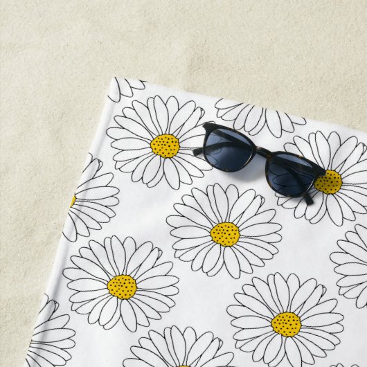 Gelbes weißes Daisy-Muster Strandtuch (Beispiel)