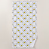 Gelbes weißes Daisy-Muster Strandtuch (Vorderseite)