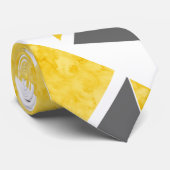 gelbes, weißes Farbblockmuster Krawatte (Gerollt)