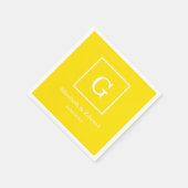 Gelbes weißes gerahmtes Anfangsmonogramm Serviette (Ecke)