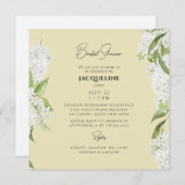 Gelbes weißes Hydrangea-Quadrat-Brautparty Einladung (Vorne/Hinten)