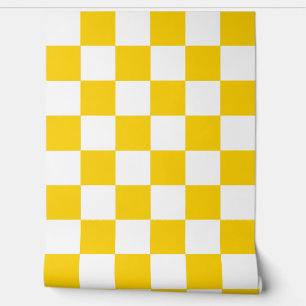 Gelbes weißes kariertes Karo Wanddekor Tapete