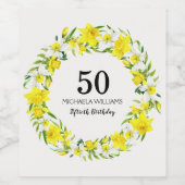 Gelbes weißes Nadelkraut 50. Geburtstag Weinetikett (Einzelnes Label)