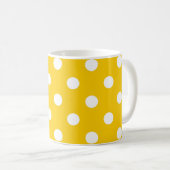 Gelbes weißes Polka Dots Design Kaffeetasse (VorderseiteRechts)