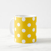 Gelbes weißes Polka Dots Design Kaffeetasse (Vorderseite Links)