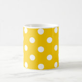 Gelbes weißes Polka Dots Design Kaffeetasse (Mittel)